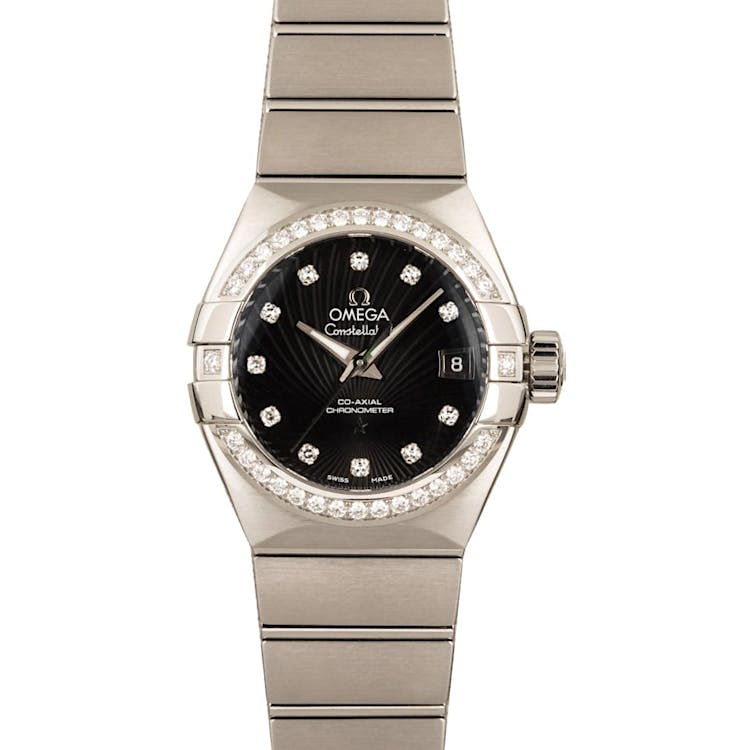 Ladies Omega Constellation Black Supernova Diamond Dial & Bezel