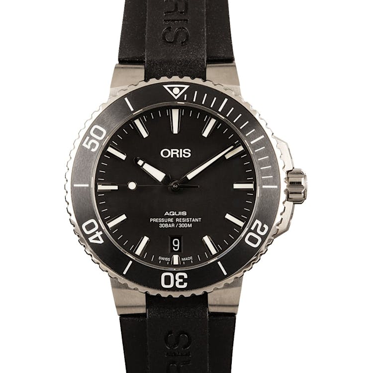 Mens Oris Aquis Date Rubber Strap