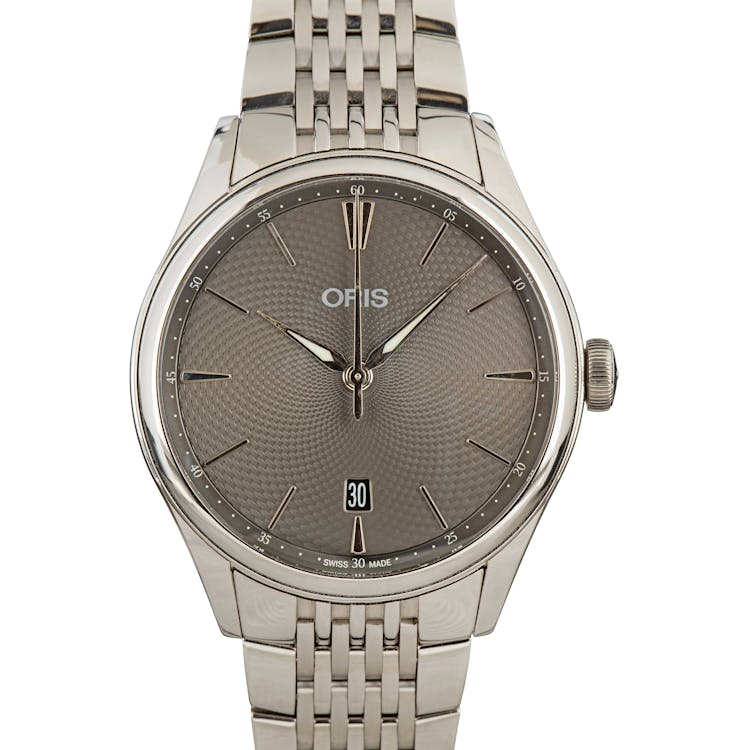 Oris Artelier Date Grey Guilloche Dial