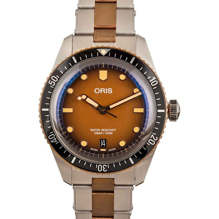 Mens Oris Divers Sixty-Five Steel & Bronze Brown Dial