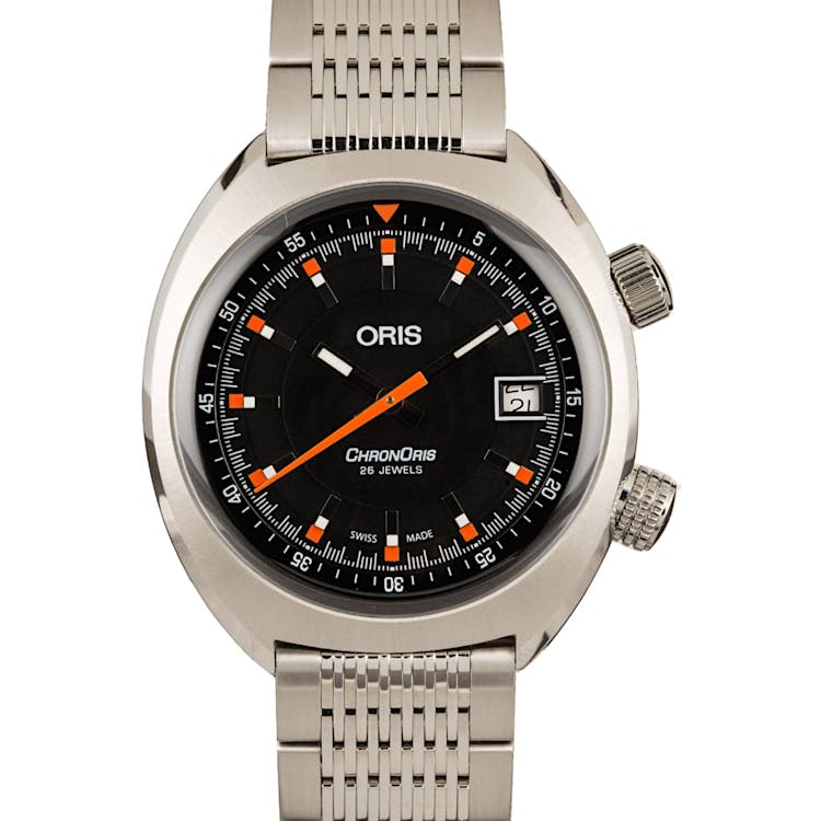 Oris Chronoris Date Black Dial Steel Bracelet