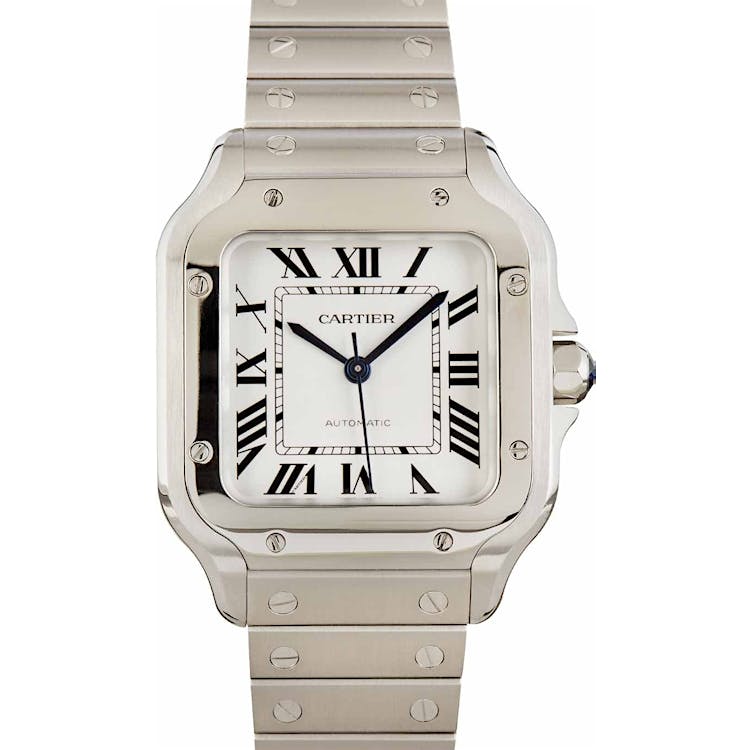 Cartier Santos Silver Roman Dial