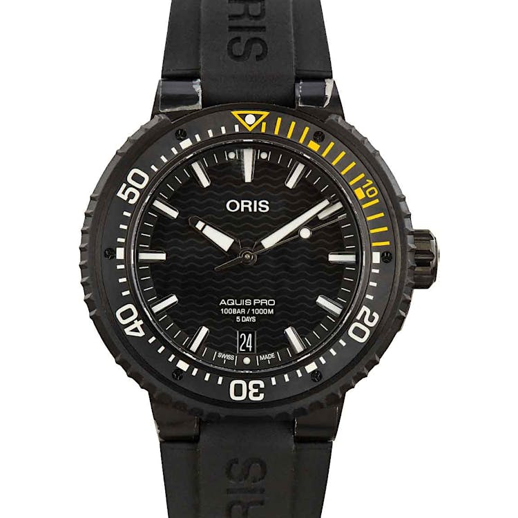 Oris AquisPro Date Black Rubber Strap