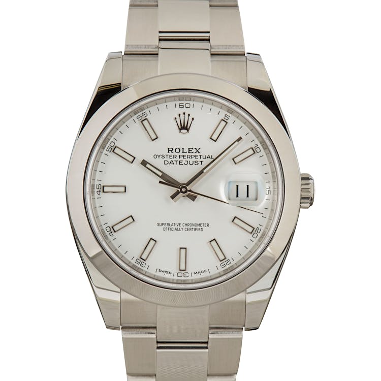 Rolex Datejust 41 Ref 126300 White Index Dial