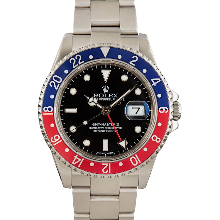 Pre-owned Rolex GMT-Master II ref 16710 Stainless Steel Pepsi