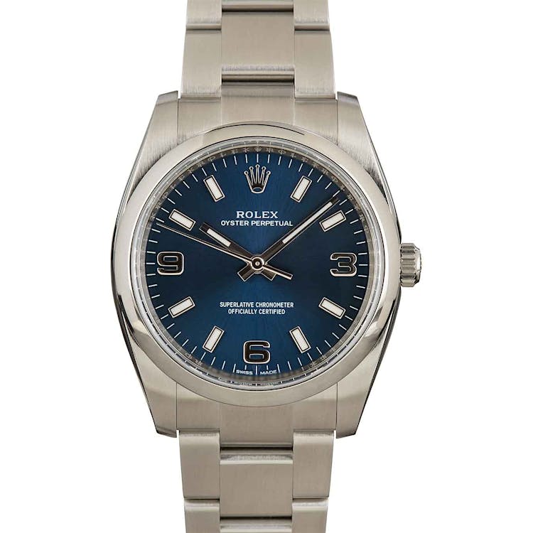 Men's Rolex Oyster Perpetual 114200 Blue Dial