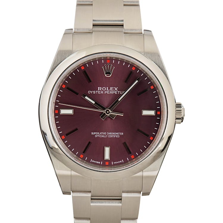 Rolex Oyster Perpetual 39MM 114300 Red Grape Dial