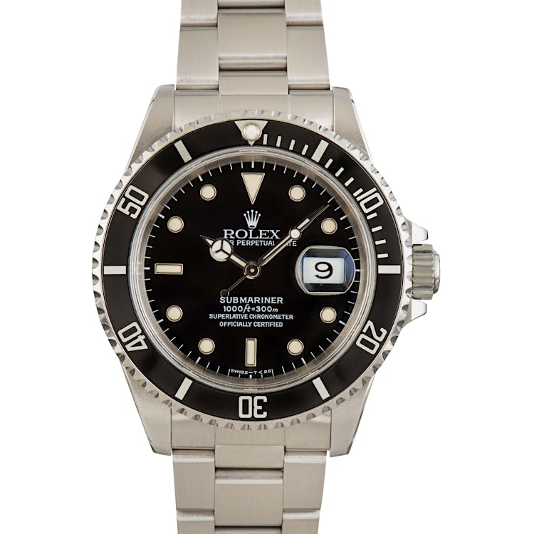 Pre-owned Rolex Men's Submariner Stainless Steel Black Dial 16610